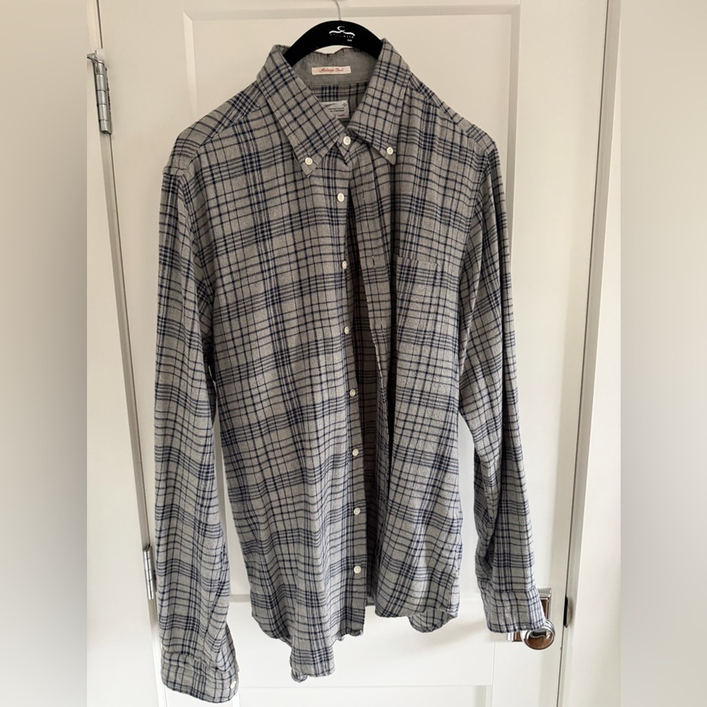 GANT Melange Twill Plaid Button-Down Shirt Large